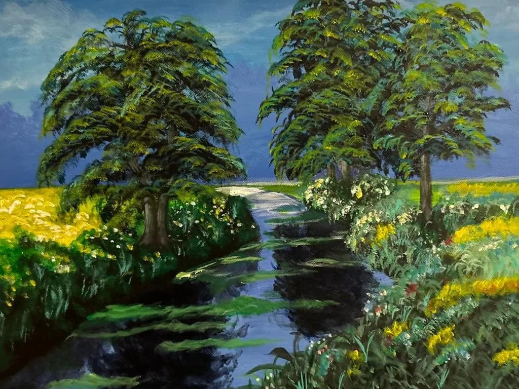 Картина «Ручей среди зелёных сосен», Jung Sen Tek